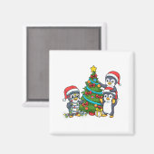 Kids Christmas Penguin Christmas Tree Lights Baubl Magneet (Voorkant / Achterkant)