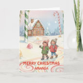 Kids Christmas Peppermint Forest Trail Feestdagen Kaart (Voorkant)