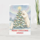 Kids Christmas Polar Bear Family Fun Feestdagen Kaart (Voorkant)