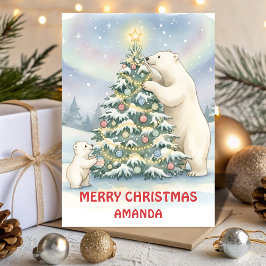 Kids Christmas Polar Bear Family Fun Feestdagen Kaart