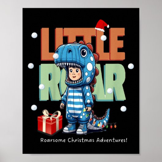 Kids Christmas Roar Dinosaur Kids Boys Xmas Gift  Poster (Voorkant)