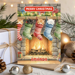 Kids Christmas Stocking Kittens Cozy Feestdagen Kaart