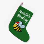 Kid's Christmas stocking with cute Santa bee Kleine Kerstsok (Voorkant (Hangend))
