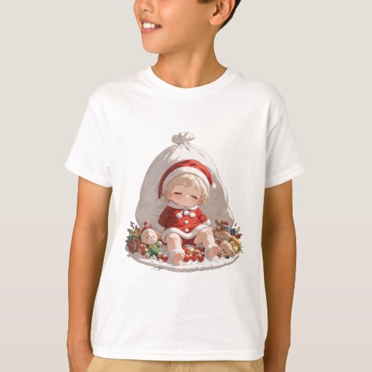 Kids Christmas T-Shirt Santa Children's Basic Tee (Voorkant)