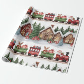 Kids Christmas Wrapping Paper – Toyland and Train  Cadeaupapier (Uitgerold)