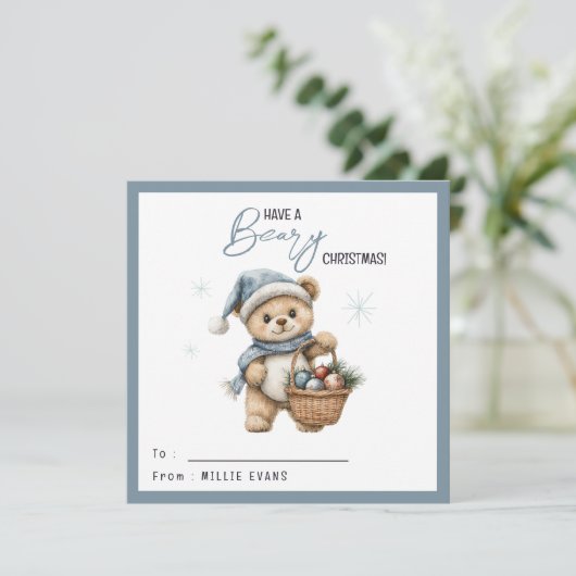 Kids Classroom Bear Themed Beary Christmas Holiday Feestdagenkaart (Staand voorkant)