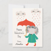 Kids Classroom Cute Hedgehog Valentine's Day Notitiekaartje (Voorkant)