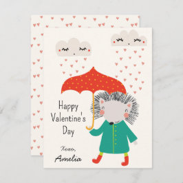Kids Classroom Cute Hedgehog Valentine's Day Notitiekaartje