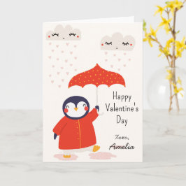 Kids Classroom Cute Penguin Valentine's Day Kaart