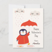Kids Classroom Cute Penguin Valentine's Day Notitiekaartje (Voorkant)