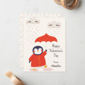 Kids Classroom Cute Penguin Valentine's Day Notitiekaartje (Voorkant / Achterkant in situ)
