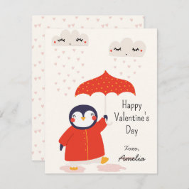 Kids Classroom Cute Penguin Valentine's Day Notitiekaartje
