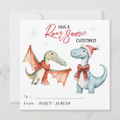 Kids Classroom Dinosaur Roarsome Christmas Holiday Feestdagenkaart (Voorkant)
