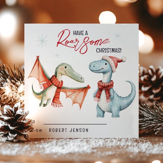 Kids Classroom Dinosaur Roarsome Christmas Holiday Feestdagenkaart