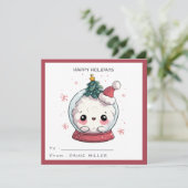 Kids Classroom Kawaii Snow Globe Christmas Holiday Feestdagenkaart (Staand voorkant)