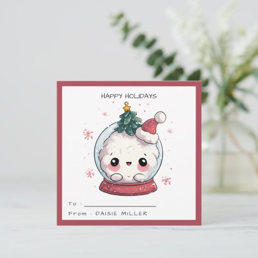 Kids Classroom Kawaii Snow Globe Christmas Holiday Feestdagenkaart (Staand voorkant)