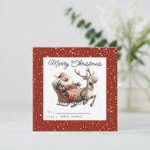 Kids Classroom Santa In His Sleigh Feestdagenkaart (Staand voorkant)