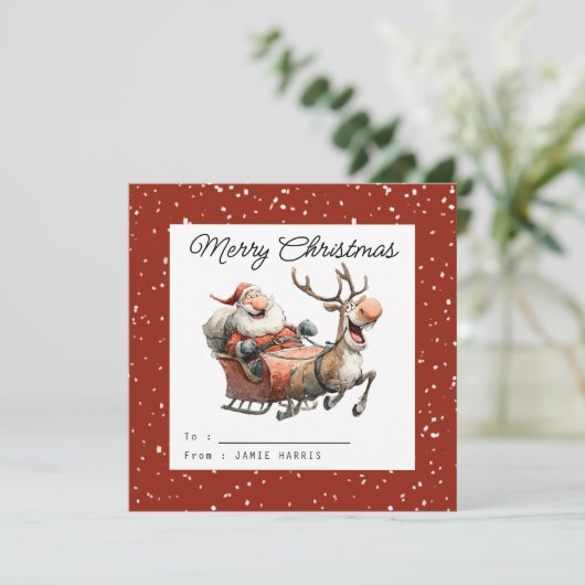 Kids Classroom Santa In His Sleigh Feestdagenkaart (Staand voorkant)