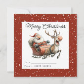 Kids Classroom Santa In His Sleigh Feestdagenkaart (Voorkant)