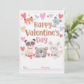 Kids Classroom Valentine Cards | Cute Cartoons Kaart (Staand voorkant)