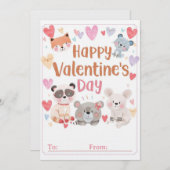 Kids Classroom Valentine Cards | Cute Cartoons Kaart (Voorkant / Achterkant)