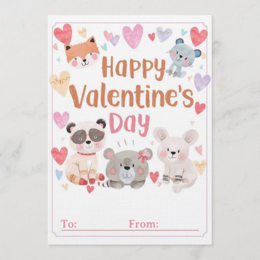 Kids Classroom Valentine Cards | Cute Cartoons Kaart (Voorkant)