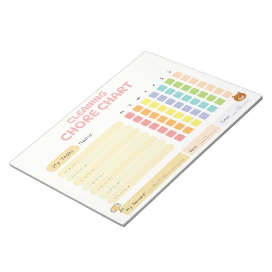 Kids Cleaning Chore Chart Weekly Reward Tracker Notitieblok (Schuin)