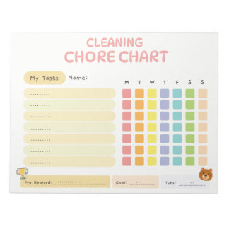 Kids Cleaning Chore Chart Weekly Reward Tracker Notitieblok