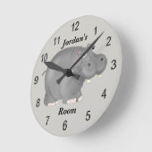Kid's Clock Cute Baby Hippo Ronde Klok (Hoek)