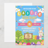 Kids Colorful Easter Egg Hunt Invitation Kaart (Voorkant / Achterkant)