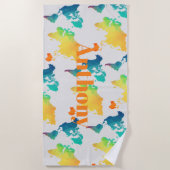 Kids Colorful World Map Custom Name Monogram Strandlaken (Voorkant)