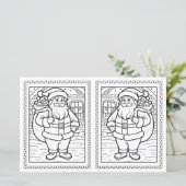 Kids Coloring Santa Paper Christmas Card Template (Staand voorkant)
