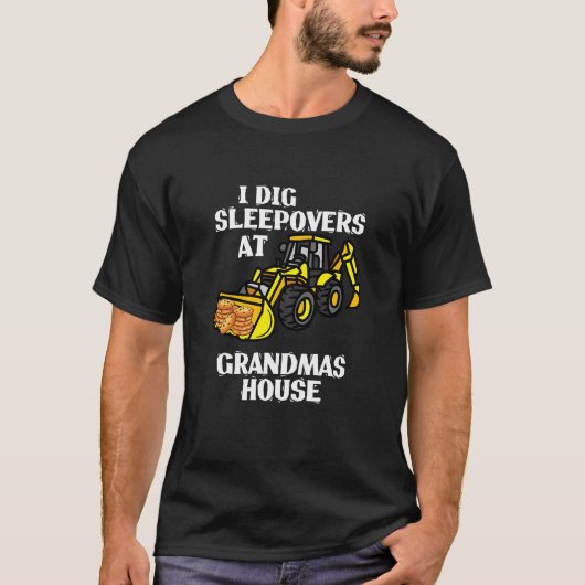 Kids Construction Loader Excavator I Dig Sleepover T-shirt (Voorkant)