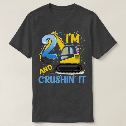 Kids Construction Truck 2nd Birthday Boy 2 Year Ol T-shirt (Design voorkant)