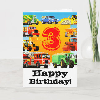 Kids Construction Truck 3rd Birthday Kaart