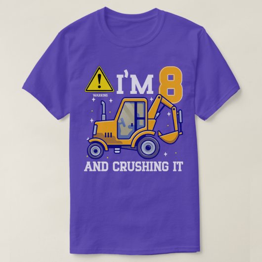 Kids Construction Truck 8th Birthday 8 Years Old D T-shirt (Design voorkant)