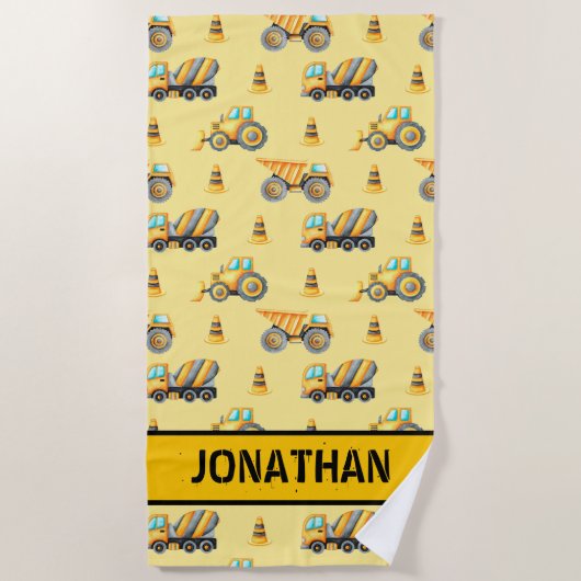 Kids' Construction Truck – Fun & Customizable Strandlaken (Voorkant)