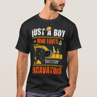 Kids Construction Truck Just A Boy Who Loves Excav T-shirt