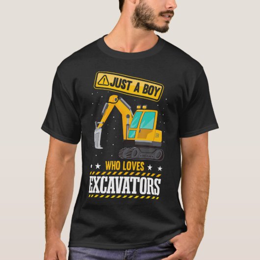 Kids Construction Vehicle Just A Boy Who Loves Exc T-shirt (Voorkant)