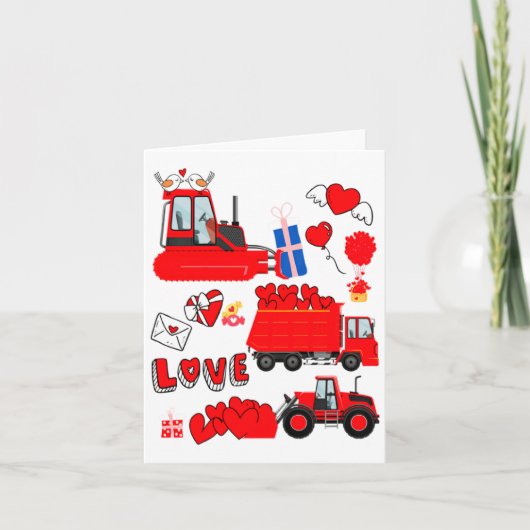 Kids Construction Vehicle Valentine Crane Truck Cu Kaart (Voorkant)