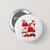 Kids Construction Vehicle Valentine Crane Truck Cu Ronde Button 5,7 Cm (Voorkant /achterkant)