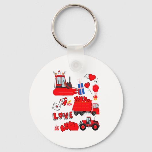 Kids Construction Vehicle Valentine Crane Truck Cu Sleutelhanger (Voorkant)