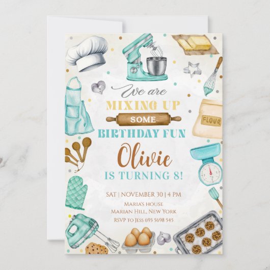 Kids Cooking Birthday, Kitchen Baking Chef  Kaart (Voorkant)