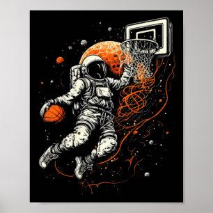 Kids Cool Space Bysketbyll Met Astronaut  Poster