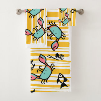 Kids Crab Seafood Fish Pattern  Bad Handdoek