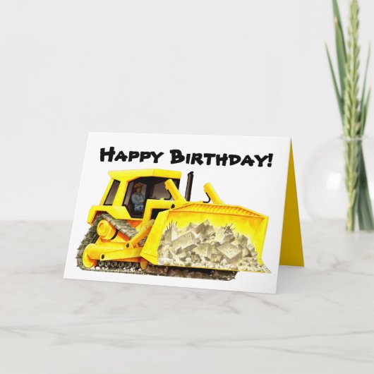 Kid's Custom Bulldozer Greeting Card Kaart (Voorkant)