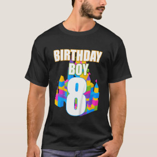 Kids Cute 8th Birthday  8 Years Old Block Building T-shirt