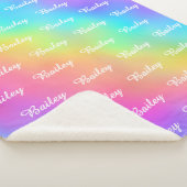 Kids Cute And Vibrant Rainbow Themed Name Blanket Sherpa Deken (3/4)