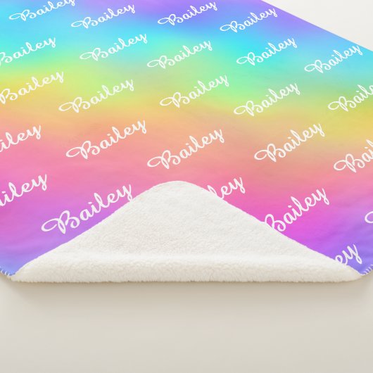 Kids Cute And Vibrant Rainbow Themed Name Blanket Sherpa Deken (3/4)