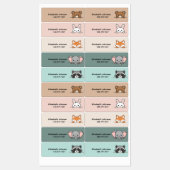 Kids Cute Animals Cartoon Name School Labels (Vel)